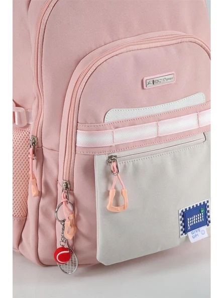 Ççs Su Geçirmez Kumaş Çocuk Çok Gözlü Pembe Ortopedik Sırt Okul Çantası 51928 - 4