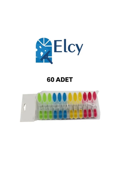 ELCY 60 Adet Çamaşır Mandalı İz Bırakmaz 60`li İp Mandalı