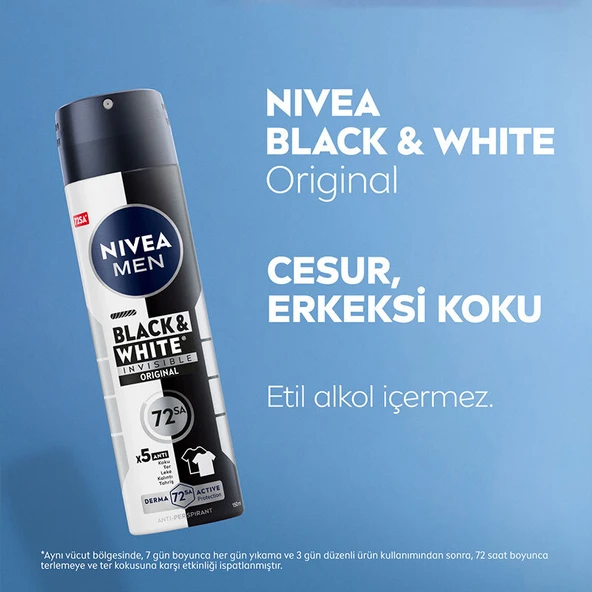 Nivea MEN Erkek Sprey Deodorant Black White Invisible Original 150 ml - 72 Saat Anti-Perspirant Ter Koruma - 4