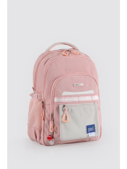 Ççs Su Geçirmez Kumaş Çocuk Çok Gözlü Pembe Ortopedik Sırt Okul Çantası 51928 - 2
