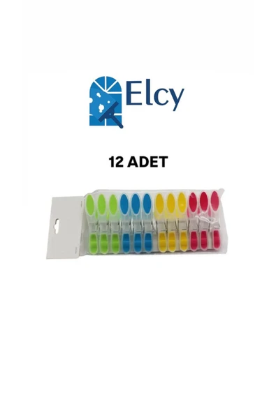 ELCY 12 Adet Çamaşır Mandalı İz Bırakmaz 12`li İp Mandalı