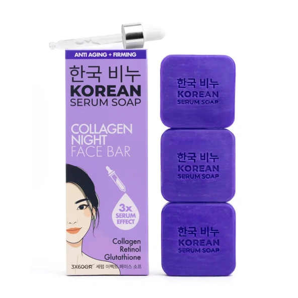 Greenlabel Korean Serum Soap Collagen Night Face Bar 3x60 gr ürün görseli