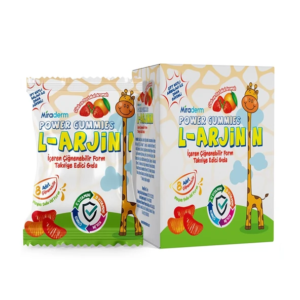 Miraderm Power Gummies L-Arjinin İçeren Çiğnenebilir Form Takviye Edici Gıda 64 Jel ürün görseli
