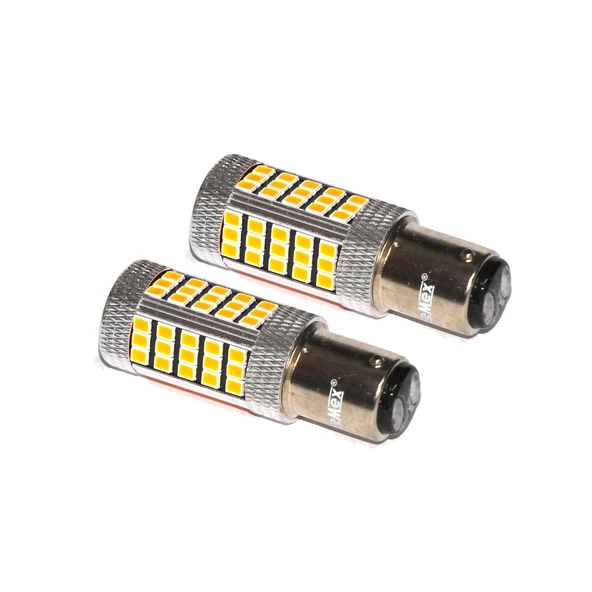 Premium FX4045 Serisi Mercekli  66 Led Turuncu Çift Duy Sinyal Ampülü Süper Parlak İki Adet - Resim 2