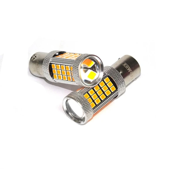 Premium FX4035 Serisi Mercekli  66 Led Turuncu Tek Duy Sinyal Ampülü Süper Parlak İki Adet ürün görseli