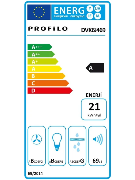 Profilo DVK6J469 Siyah Cam Duvar Tipi Davlumbaz - Resim 5