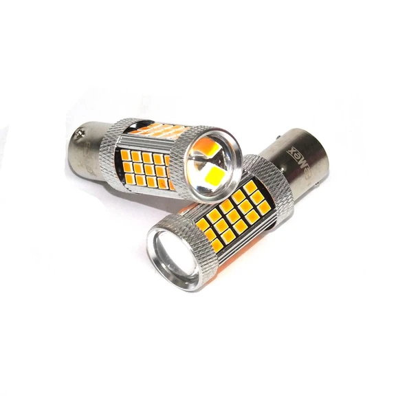 Premium FX4045 Serisi Mercekli  66 Led Turuncu Çift Duy Sinyal Ampülü Süper Parlak İki Adet ürün görseli