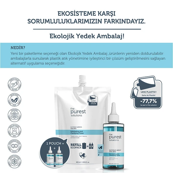 The Purest Solutions Exfoliating + Clarifying Toner 400 ml - Refill - Resim 3