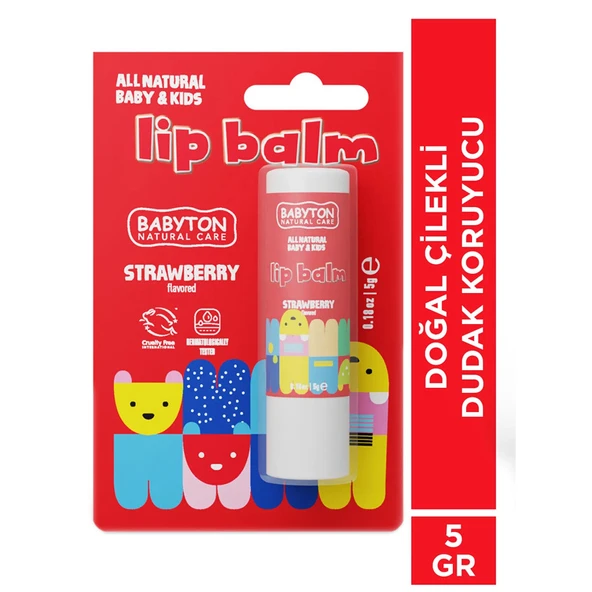 Babyton Doğal Dudak Koruyucu Bitkisel Lipbalm Çilek 5 gr - Resim 3