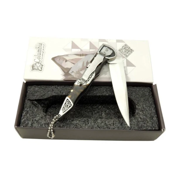 Columbia Avcı Köpeği İşlemeli Kemik Çakı - Resim 2