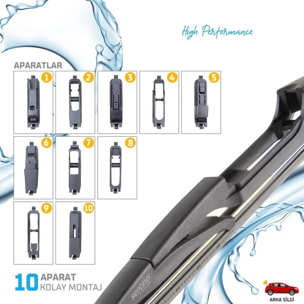 Arka Cam Sileceği 375mm 10 Aparatlı Universal Tüm Araçlara Uyumludur - Resim 3