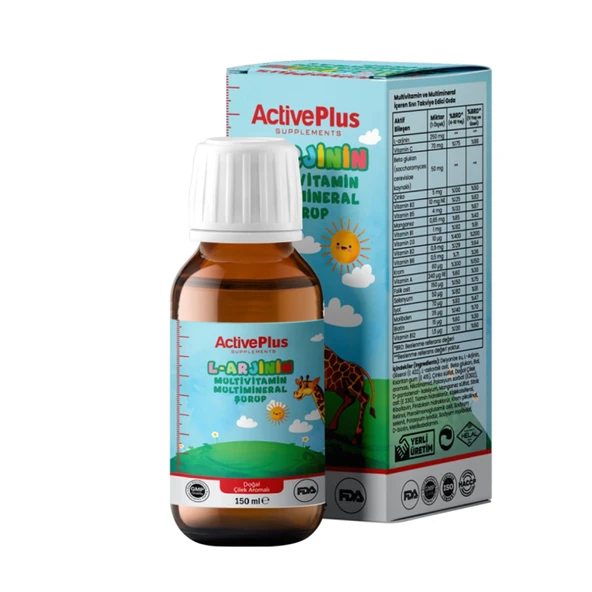 Active Plus L Arjinin Multivitamin Mineral Sıvı İçeren Takviye Edici Gıda 150 ml ürün görseli