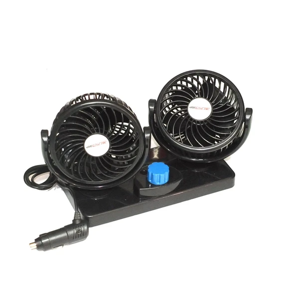 360 Derece Hareketli Çiftli Araç İçi Vantilatör 12V ürün görseli