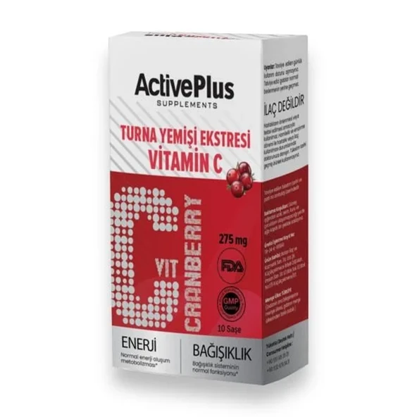 ActivePlus Cranberry Vitamin C İçeren Takviye Edici Gıda 10 Toz Saşe - Resim 2
