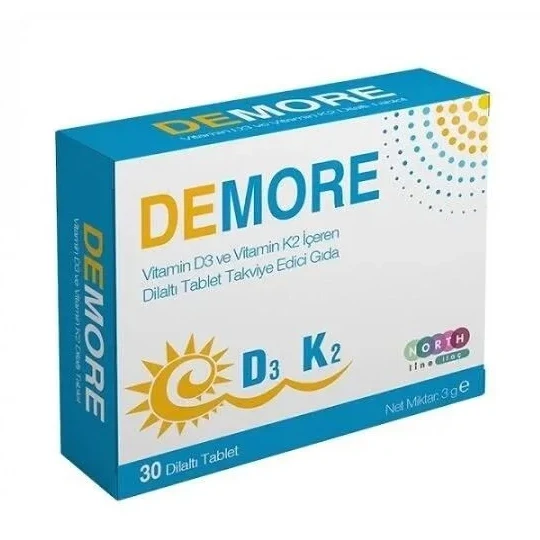 North Line Demore Vitamin D3 K2 30 Dilaltı Tablet ürün görseli