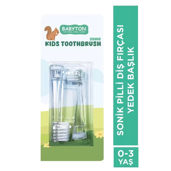 Babyton Sonik Pilli Diş Fırçası 2li Yedek Başlık - Resim 2