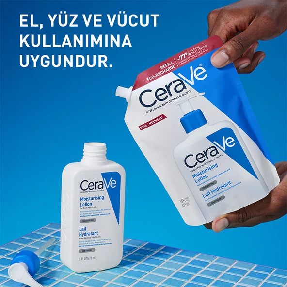 CeraVe Nemlendirici Yüz ve Vücut Losyonu-Seramid Ve Hyalüronik Asit İçerikli 473 ml - Refill - Resim 3