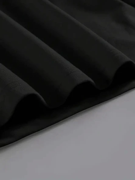 Baskılı Oversize Bisiklet Yaka T-shirt - Siyah - Resim 4