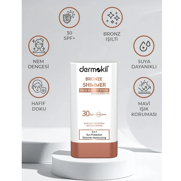 Dermokil Bronze Shimmer Spf30+ Face and Body Stick 20 g - Resim 3