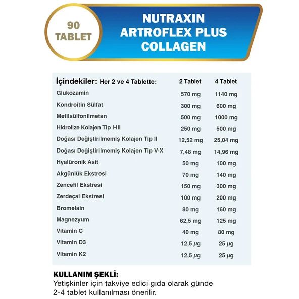 Nutraxin Artroflex Plus Collagen 90 Tablet - Resim 2