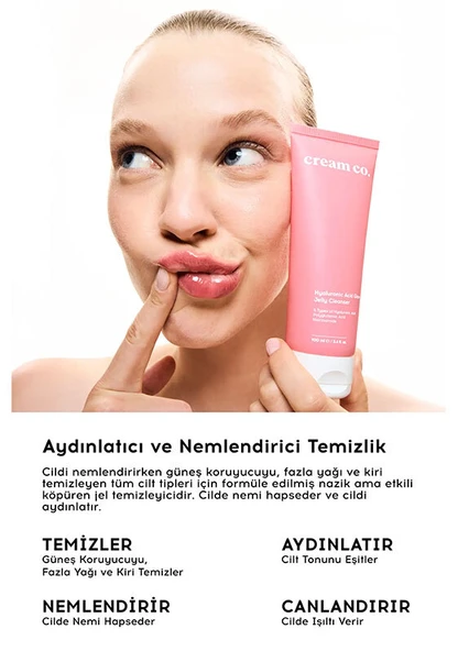 Cream Co. Hyaluronic Acid Glow Jelly Cleanser 100 ml - Resim 3