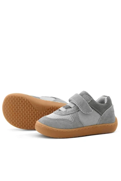 Rakerplus Bob Hakiki Deri Gri Barefoot Cırtlı Lastikli Bebek Sneaker Ayakkabı - 7