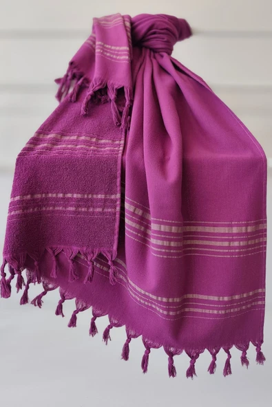 Sevim Çizgili Havlu Peştemal 90x170cm - Yumuşak Plaj Havlusu- %100 Pamuk - 3