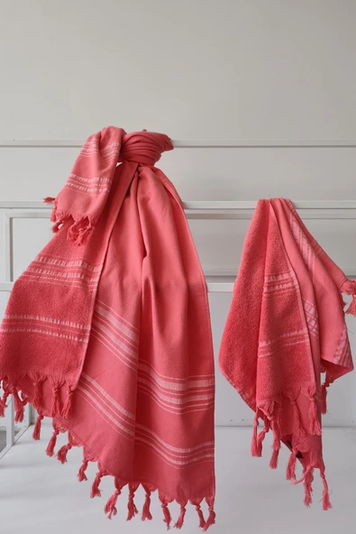 Sevim %100 Pamuk Peştemal Baş Havlusu Takımı-Hafif Plaj Havluları - 6