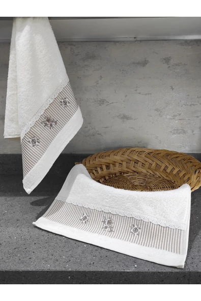 Sevim %100 Pamuk & Nakışlı Mutfak Havlu Takımı - 2'li Dantelli Havlu Seti - 40x60 Cm - Resim 11