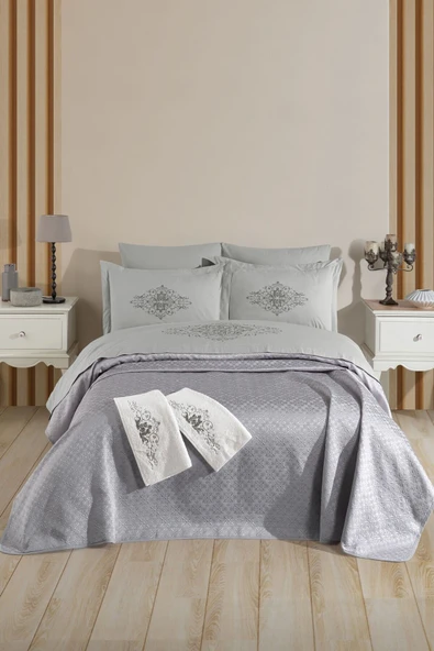 Sevim Tivoli Kabartma Nakışlı Pike Takımı Havlulu 8 Parça - Diana - Resim 6