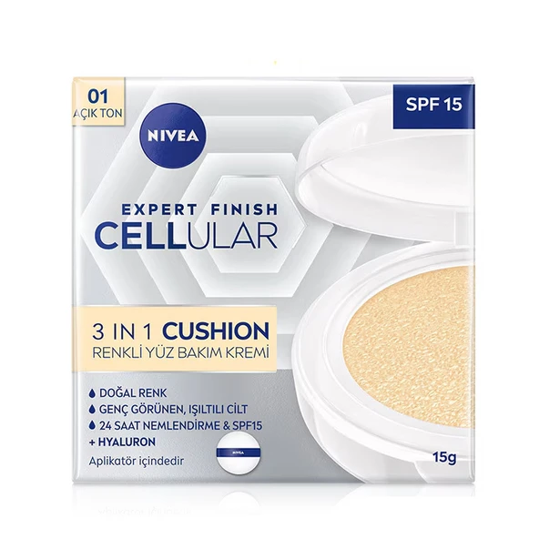 Nivea Expert Finish Cellular 3in1 Spf 15 Cushion Renkli Yüz Kremi 15 gr Açık Ton ürün görseli
