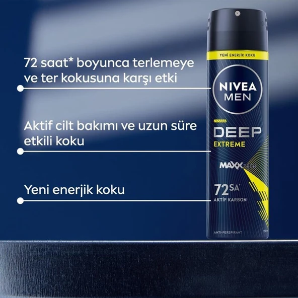 Nivea Deep Extreme Erkek Sprey Deodorant 150 ml - Resim 3