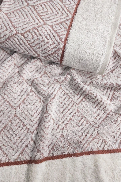 Sevim Geometrik Desenli Zemini Renkli Bambu El Havlusu - 50x90 cm - 3