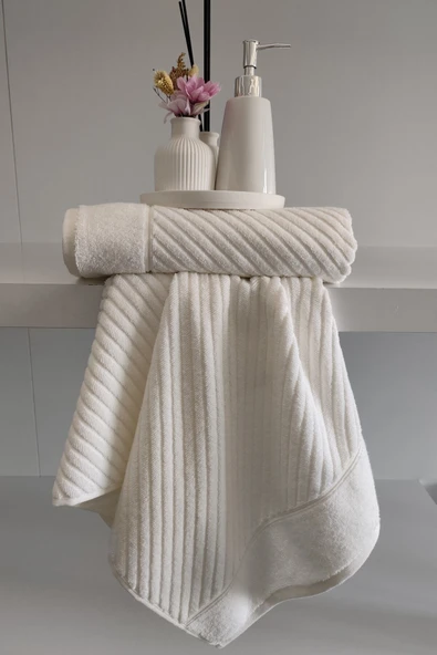 Sevim %100 Pamuk El Havlusu 2'li - Modern Çizgili Tasarım - Yumuşak Dokulu - 10