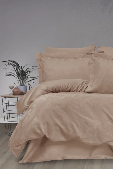 Sevim Jakarlı Pamuk Saten Nevresim Takımı - Çift Kişilik Nevresim Seti -Aura - 6