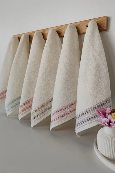 Sevim 6'lı Mutfak Havlusu Seti - %100 Pamuk Renkli Çizgili Mutfak Havlusu - 4