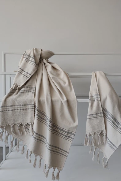 Sevim %100 Pamuk Peştemal Baş Havlusu Takımı-Hafif Plaj Havluları - 2