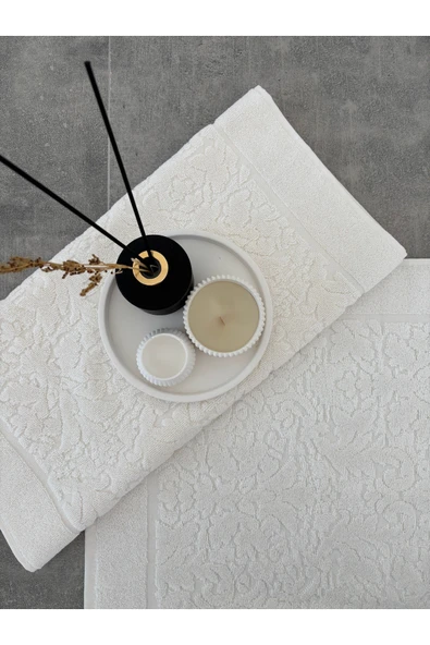 Sevim 2'li Ayak Havlusu - Yüksek Su Emici & Yumuşak & Damask Desen - %100 Pamuk - 50x70cm - Resim 10