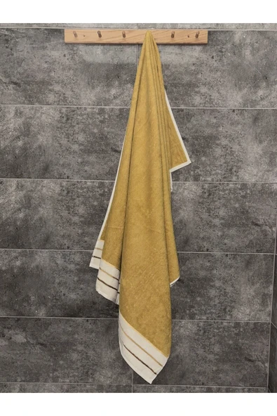 Sevim İpliği Boyalı Ucu Çizgili Banyo Havlusu - %100 Pamuk & Yumuşak - 90x150 Cm - 5