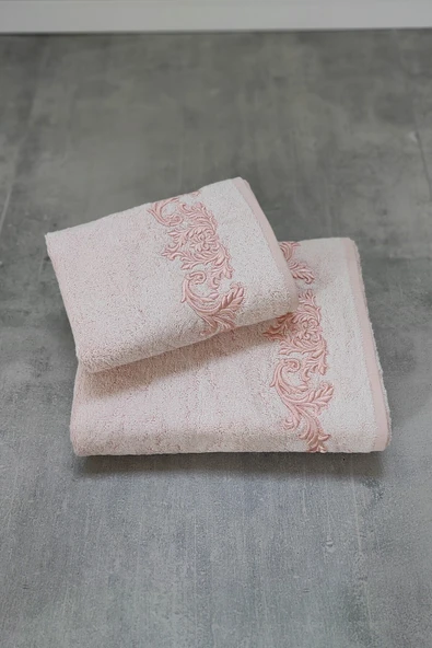 Sevim Bambu Yumuşak & Su Emici Tivoli Cloé Havlu - Gri Rengi Nakışlı Havlu Modelleri - 2'li Set - Resim 7