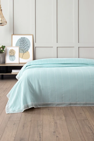 Sevim Dantelli Tek Kişilik Waffle Pike- %100 Pamuk Petekli Pike-160x230 cm - 8