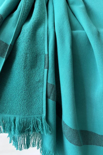 Sevim %100 Pamuk Kalın Çizgili Peştemal-Plaj Havlusu & Şezlong Örtüsü-90x200 cm - 3