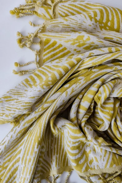 Sevim Jakarlı Müslin Peştemal - %100 Pamuk Hızlı Kuruyan Plaj Havlusu- 90x170 Cm - Resim 7