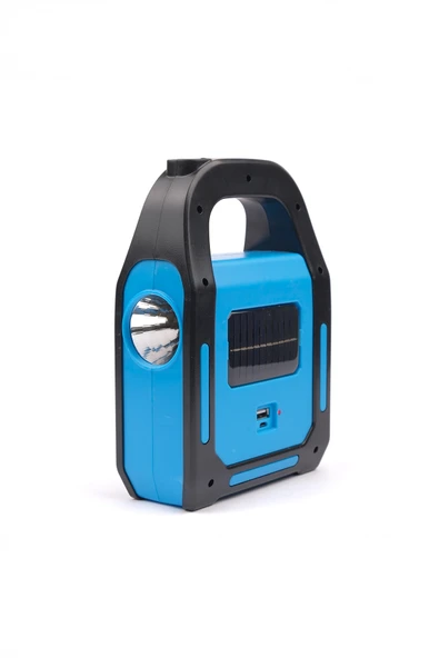 HB-9707A-1 3 Kademeli USB Çıkışlı Şarjlı Mavi Solar Lamba - 2