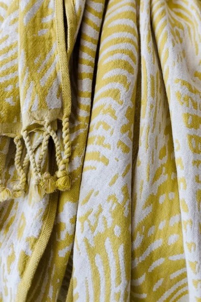 Sevim Jakarlı Müslin Peştemal - %100 Pamuk Hızlı Kuruyan Plaj Havlusu- 90x170 Cm - Resim 6