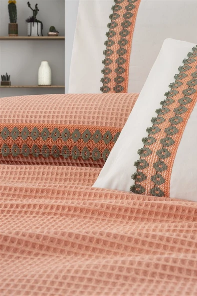 Sevim Tivoli Çift Kişilik 4 Parça Havuzlu Pike Takımı - Çeyizlik & Hediyelik Pike - Valerie-yeşil - 12