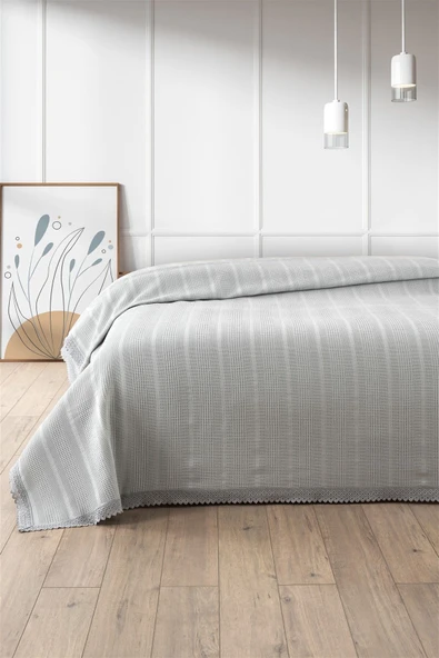 Sevim %100 Pamuk Çift Kişilik Kopanaki Dantelli Waffle Pike-210x230 cm - 6