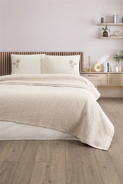 Sevim Tivoli Nakışlı Pike Takımı- Jakarlı Pike Yatak Örtüsü - Daniela - 10