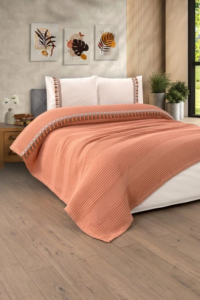 Sevim Çift Kişilik 4 Parça Püsküllü Havuz Pike Takımı-Tiffany - 7