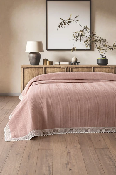 Sevim Dantelli Tek Kişilik Waffle Pike- %100 Pamuk Petekli Pike-160x230 cm - 7